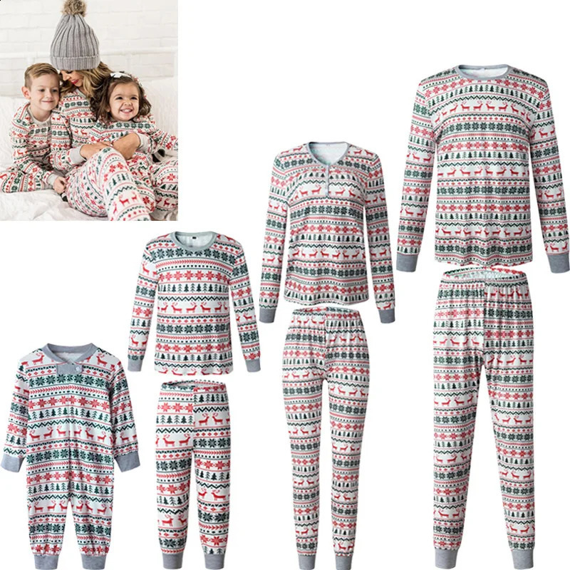 Abiti coordinati la famiglia Pigiama di Natale Set Madre Figlia Padre Figlio Look Outfit Pagliaccetti neonati Pigiama da notte 231109