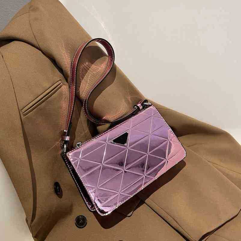 2024 New Designer women's crossbody shoulder Chaoling lattice mirror SILVER MINI SQUARE red Messenger bag