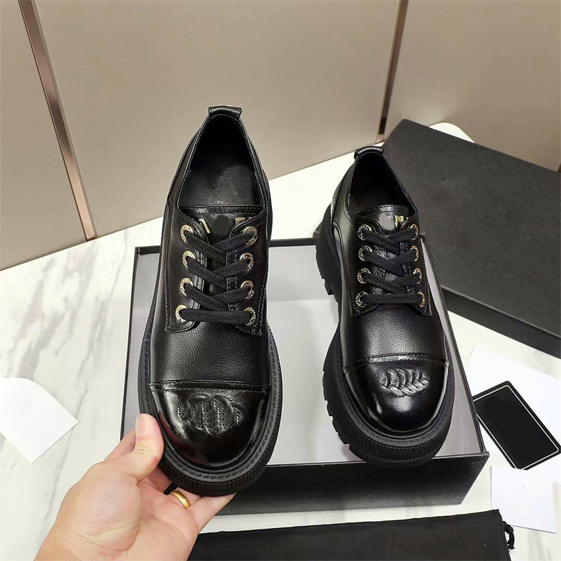 Designer leather women's loafers Spring and autumn new fashion color matching dress shoes increase thick sole women's leather shoes brand shoelaces box