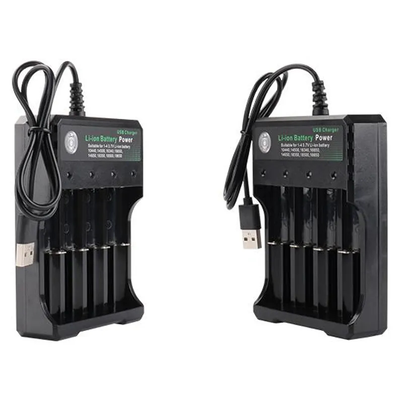 18650 batterijlader met USB-kabel 4 3 2 1 oplaadsleuven voor 10400 14500 16650 18500 18350 oplaadbare lithiumbatterijen oplader Smart Inteligent 6 beveiligingen