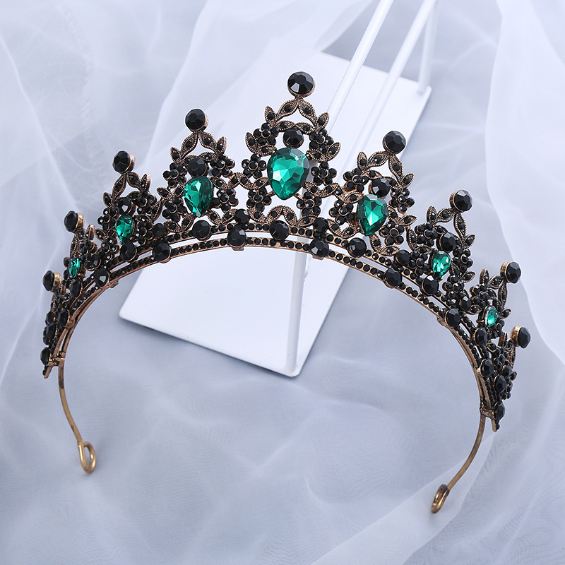 A moda de cabeça de cabeça nupcial de cor verde da coroa feminina coroa de tiaras tiaras