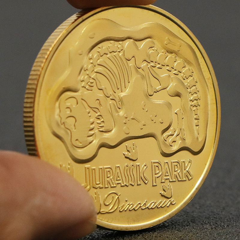 Arts and Crafts Gold plated commemorative coin of dinosaurs in Jurassic Park of the United States