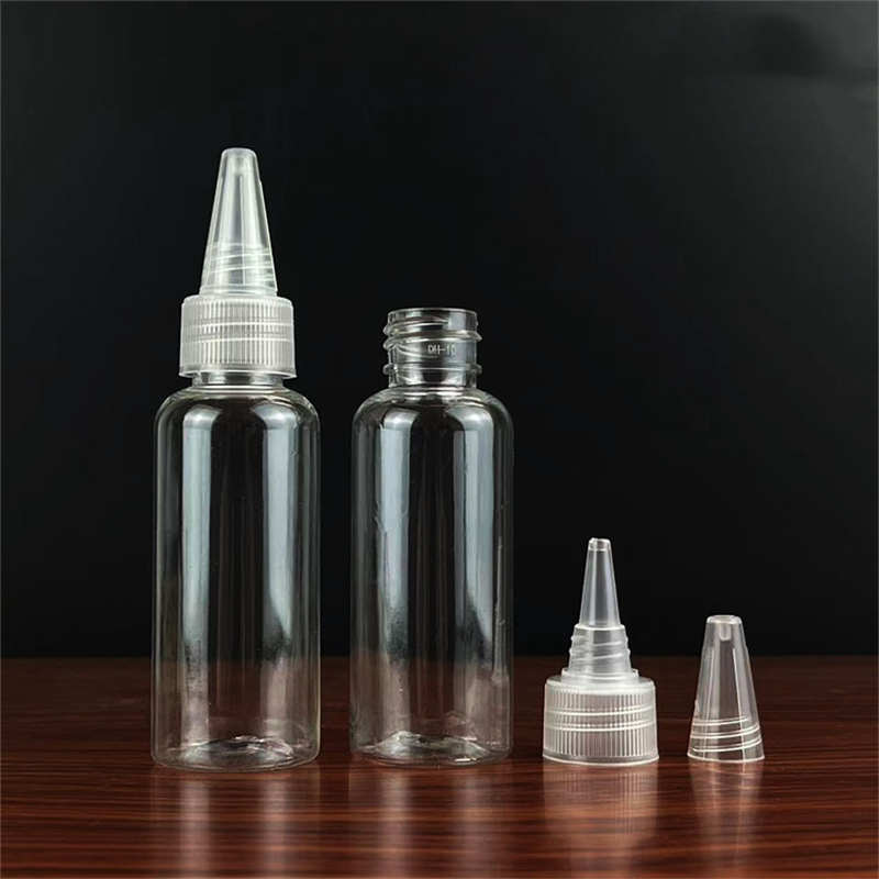 PET -droppflaskor spetsiga kepsar 5 ml 10 ml 15 ml 20 ml 30 ml 50 ml 60 ml 80 ml 100 ml 120 ml Klar kosmetisk plastförpackningsresor Vätska E -oljor Atomizer Tom container