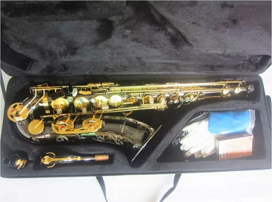 Tenorsaxofon T-992 Ny Super Performance Professional Sax B Flat Tune Musical Electropated Black Nickel Gold Sax med fodral