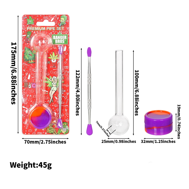 Glass Pipes Smoking Bucket Set Silicone Oil Box Metal Tobacco Spoon Three-In-One Set Smoking Accessories