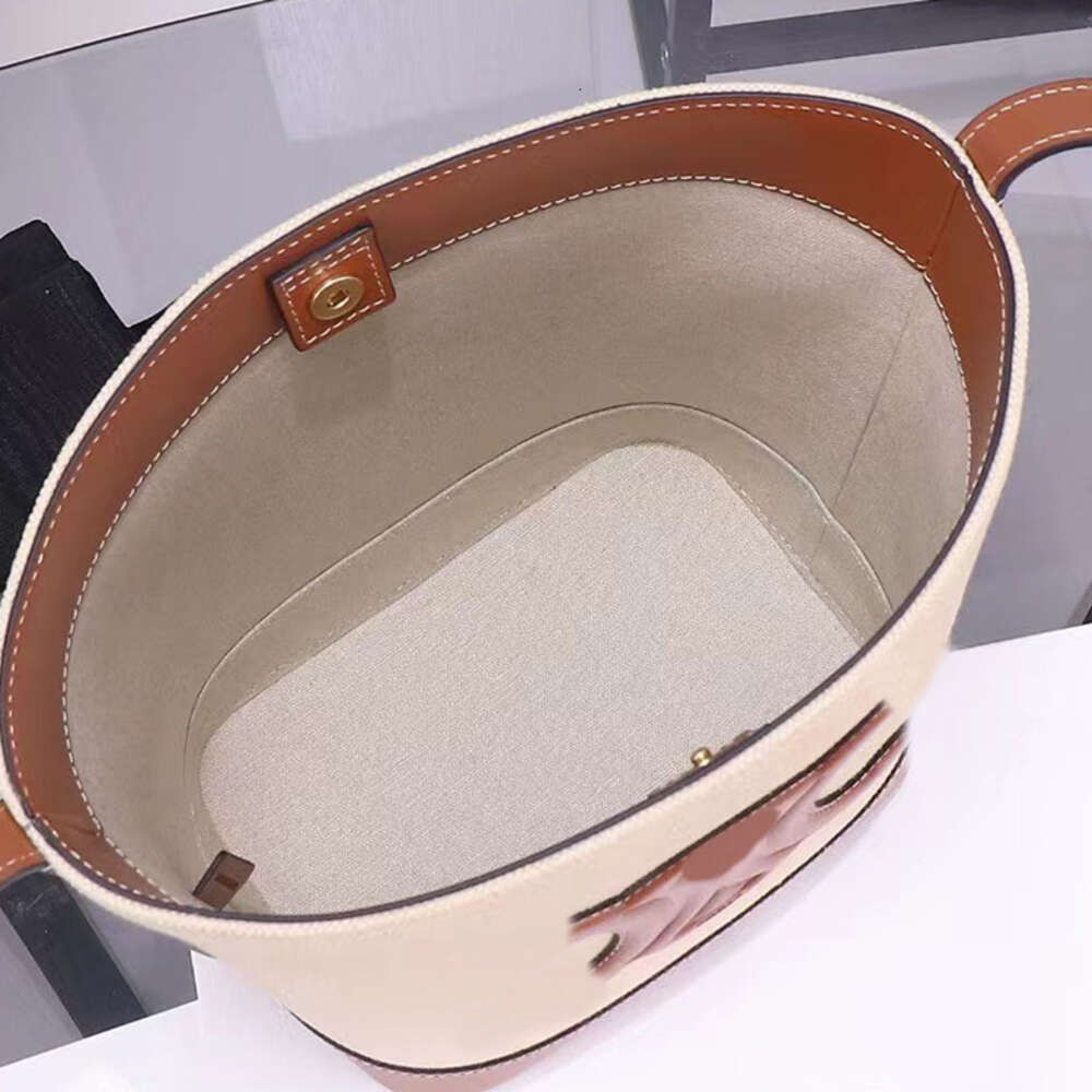 women handbags Ce split cel Bucket bucket bag Canvas messenger leather bag designer Cowhide has a beautiful capacity Triumphal Arch bucket bag single shoulder c WHIP