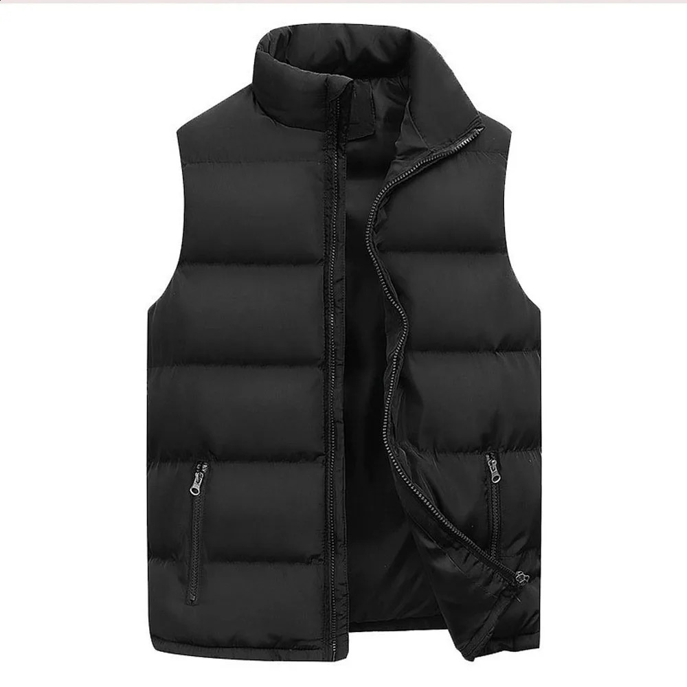 Men's Vests Men' Vest Jackets Warm Sleeveless Male Cotton Padded Coats Men Stand Collar Casual Waistcoats Clothing 231109