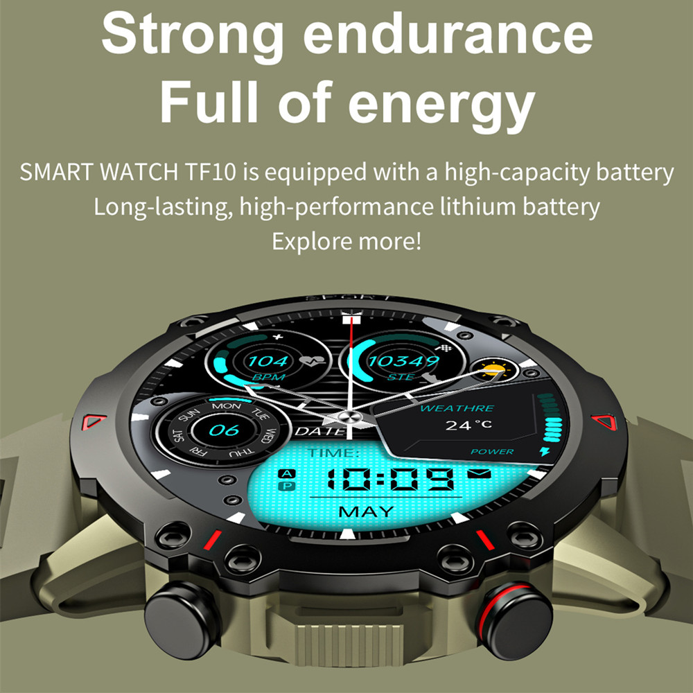 1.53 AMOLED TF10 Pro utomhus robust militär BT Call Smart Watch Sports Fitness Tracker Heart Monitor för Android iOS