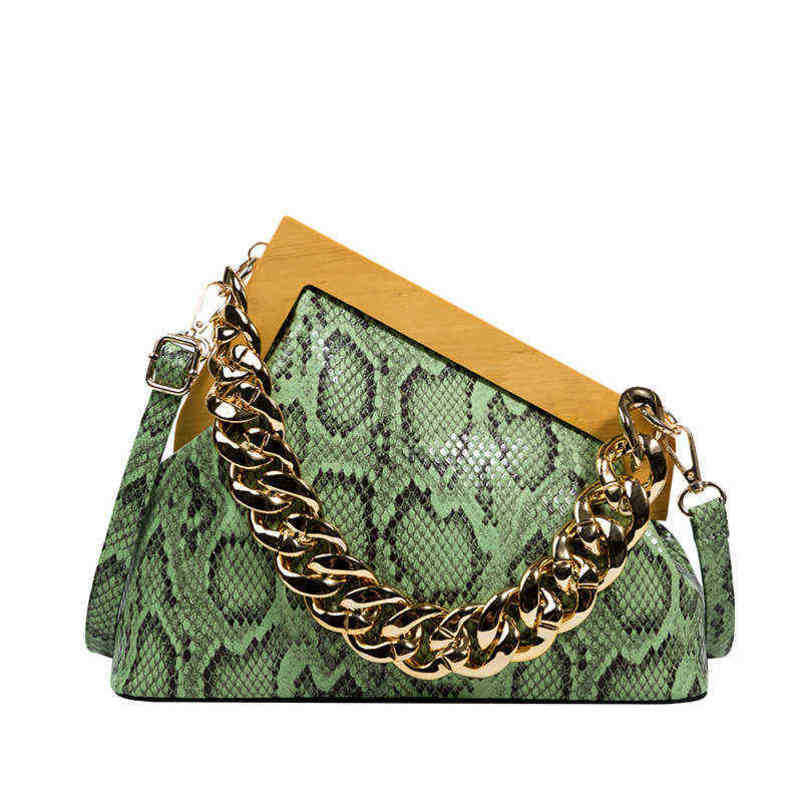 2024 New Designer womens crossbody shoulder niche acrylic portable triangle wood clip snake bag