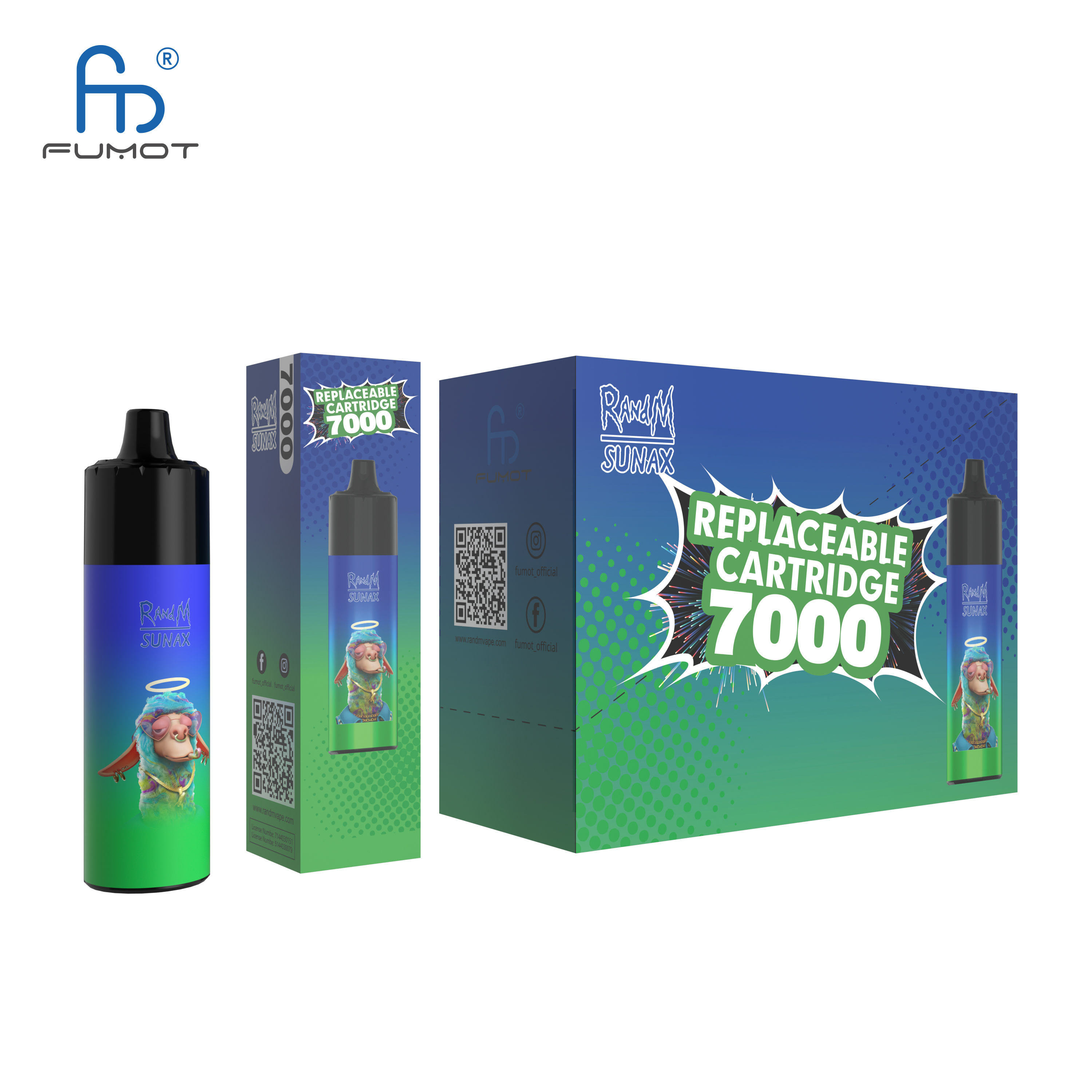 Randm Sunax 7000 Elektrikli Sigara Hookah Shisha Puffs Randm Tek kullanımlık vape şarj vape