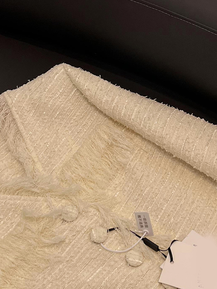 2023 Autumn Ivory Condy kolorowe panele Tweed Tweed Kurtka z długim rękawem guziki V-dotknij pojedyncze kurtyki Krótka warstwowa przestrzeń A3N016541