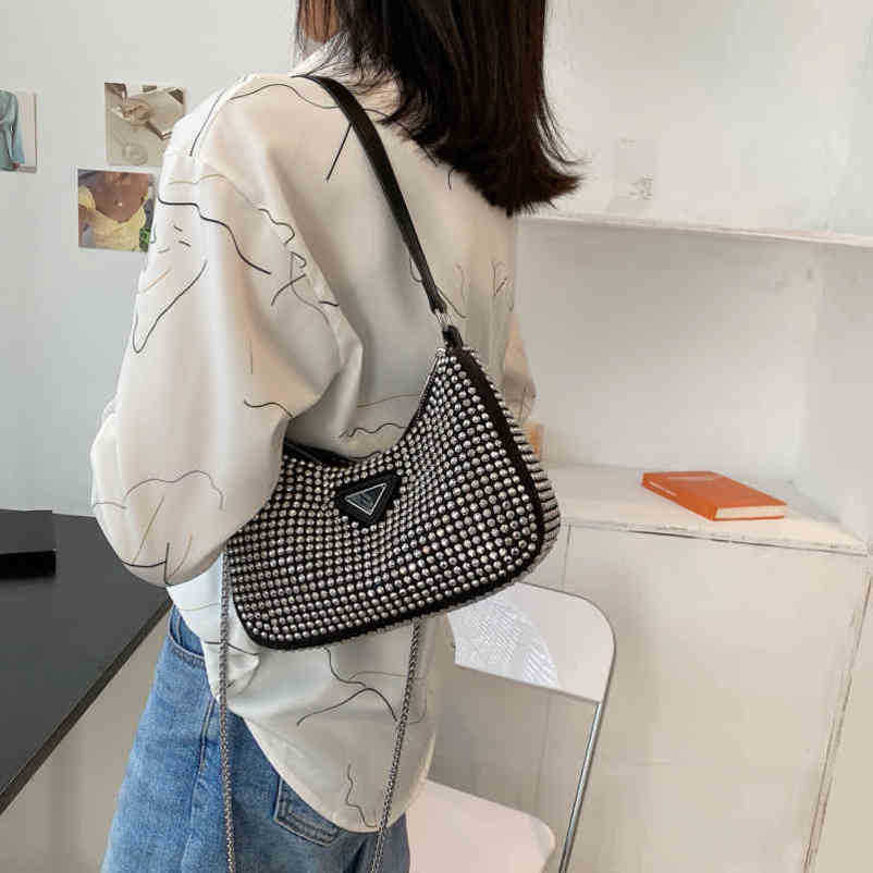 Sac à main de luxe de haute qualité, version coréenne, portée diagonale, perceuse brillante sous les bras, chaîne de loisirs, boulettes pour téléphone portable, nouvelle collection 2024