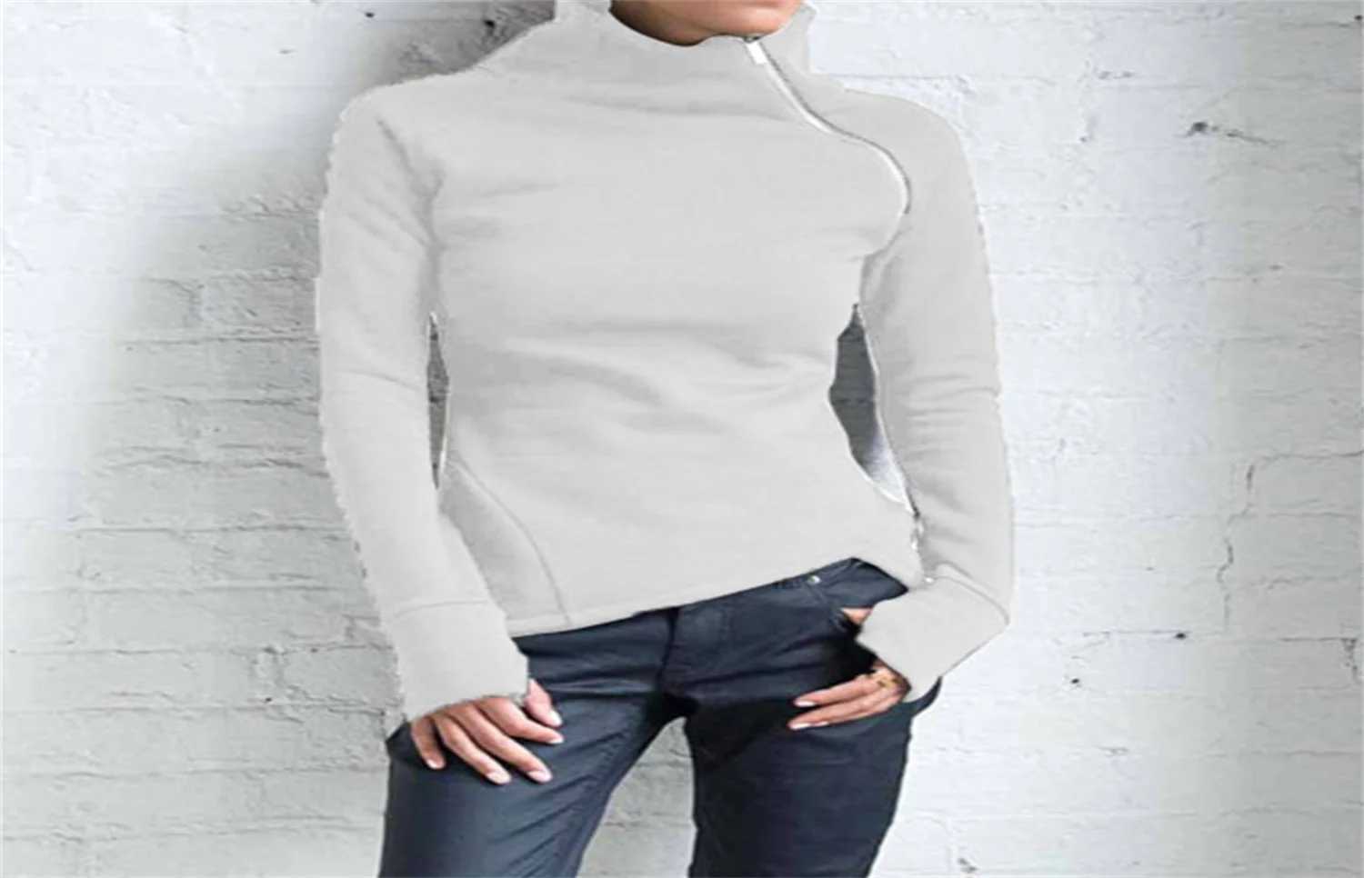 Plus size Jurken Herfst Coltrui Hoodies Dames Maat Sweatshirts met lange mouwen Casual Trui Zijrits Onregelmatige Tops Vintage BlouseVZEG