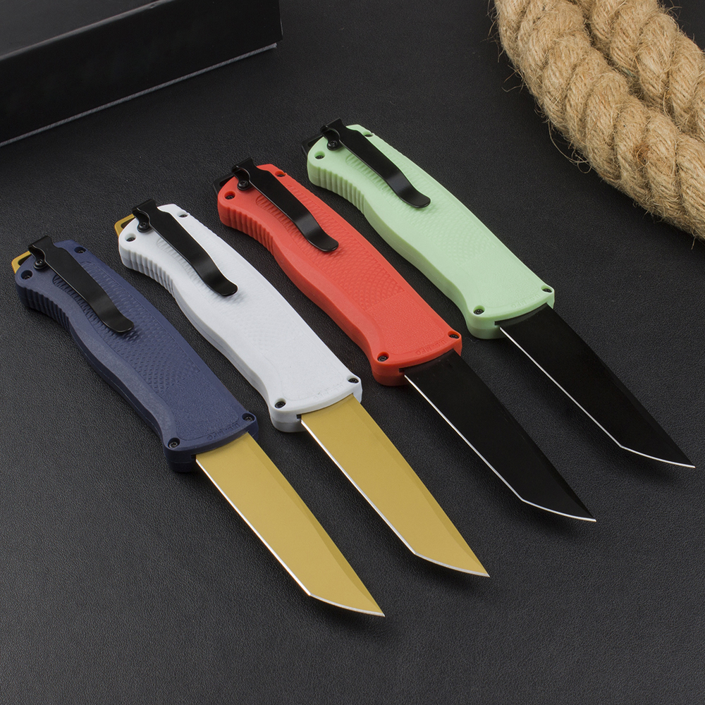 Remise Chaude Couteau tactique automatique BM 5370FE, lame avec revêtement en titane CPM-CruWear, manche CF-Elite, couteaux de poche EDC pour Camping en plein air et randonnée avec boîte de vente au détail