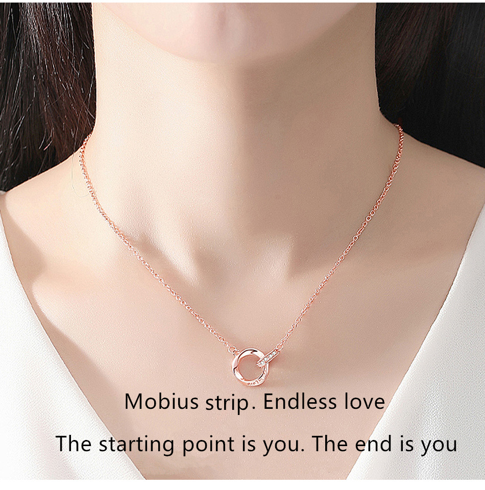 Mobius strip pendant necklace S925 sterling silver micro set zircon ring necklace Europe Women collar chain designer jewelry wedding party Valentine's Day gift SPC