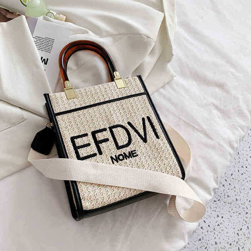 2024 NY DESIGNER WOMENS CROSSBODY SHOULDE PORTABLE STRAW WOVED Simple Letter broderad messenger väska