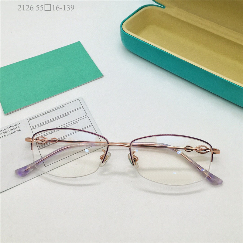 Nieuwe mode-ontwerp dames optische bril 2126 vierkante vorm metalen half frame eenvoudige en elegante stijl heldere lenzen brillen
