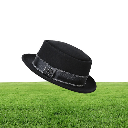 Stingy Brim Hats Men Fedora Hat Fashion 100% Pure Lia Wool Men med Pork Pie för Classic Felt Women Cap19705814