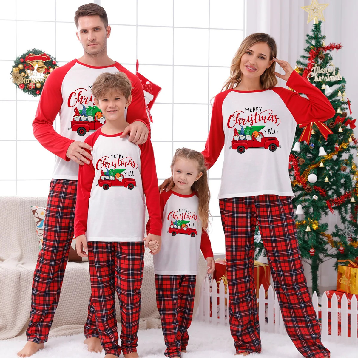 Passende Familien-Outfits, Winter-Weihnachtspyjama-Set, Cartoon-Druck, Erwachsene, Kinder, Baby-Outfit, niedlicher, weicher Schlafanzug-Look, Pjs 231109