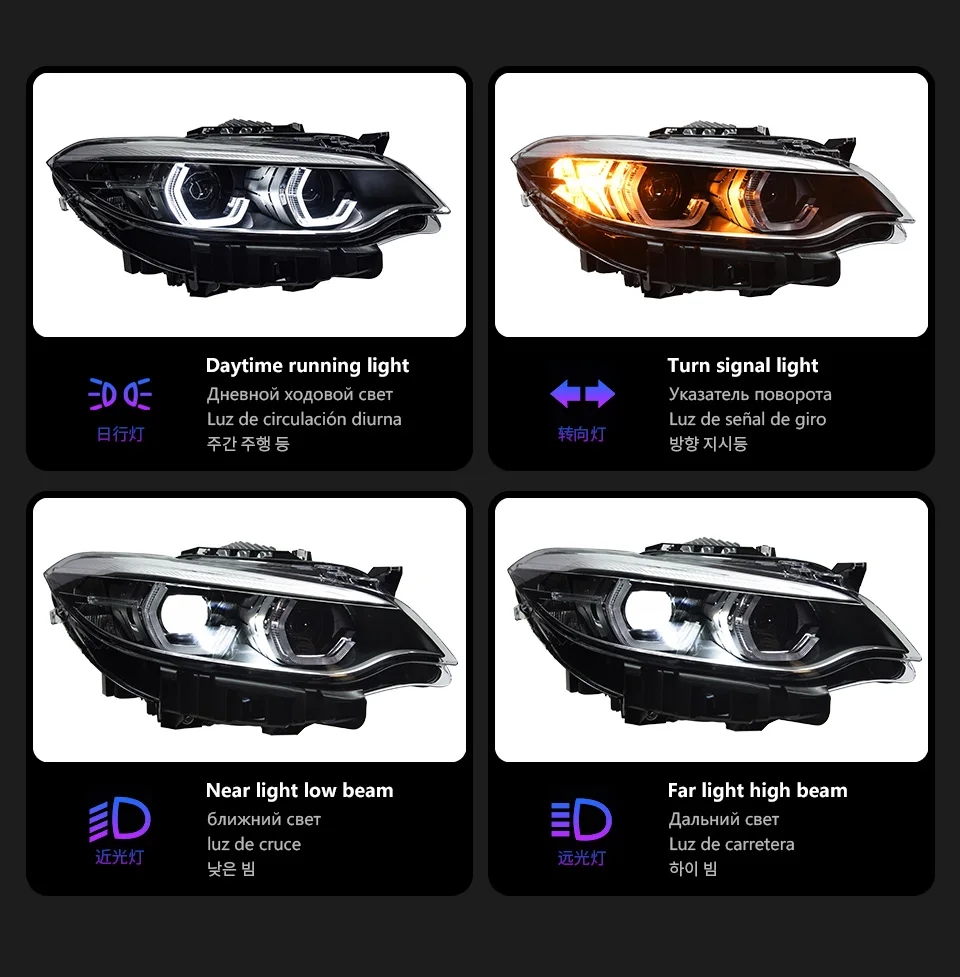 Conjunto de faros para BMW F22 Serie 2, faros LCI Angel Eye, luces LED diurnas, proyector Dual, luz DRL