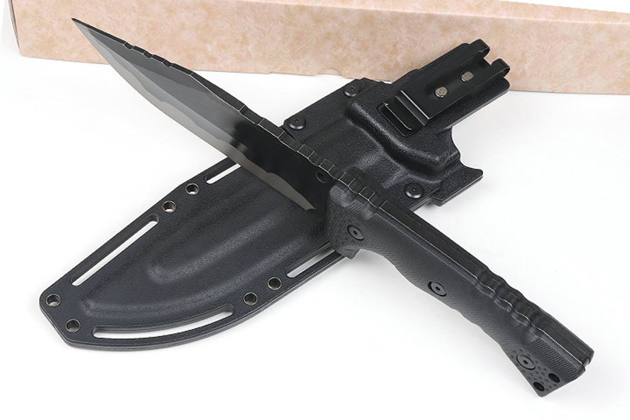 Couteau droit de survie solide de haute qualité M32 8Cr13Mov Pierre Wash Drop Point Blade Full Tang GFN Poignée Couteaux tactiques extérieurs avec Kydex