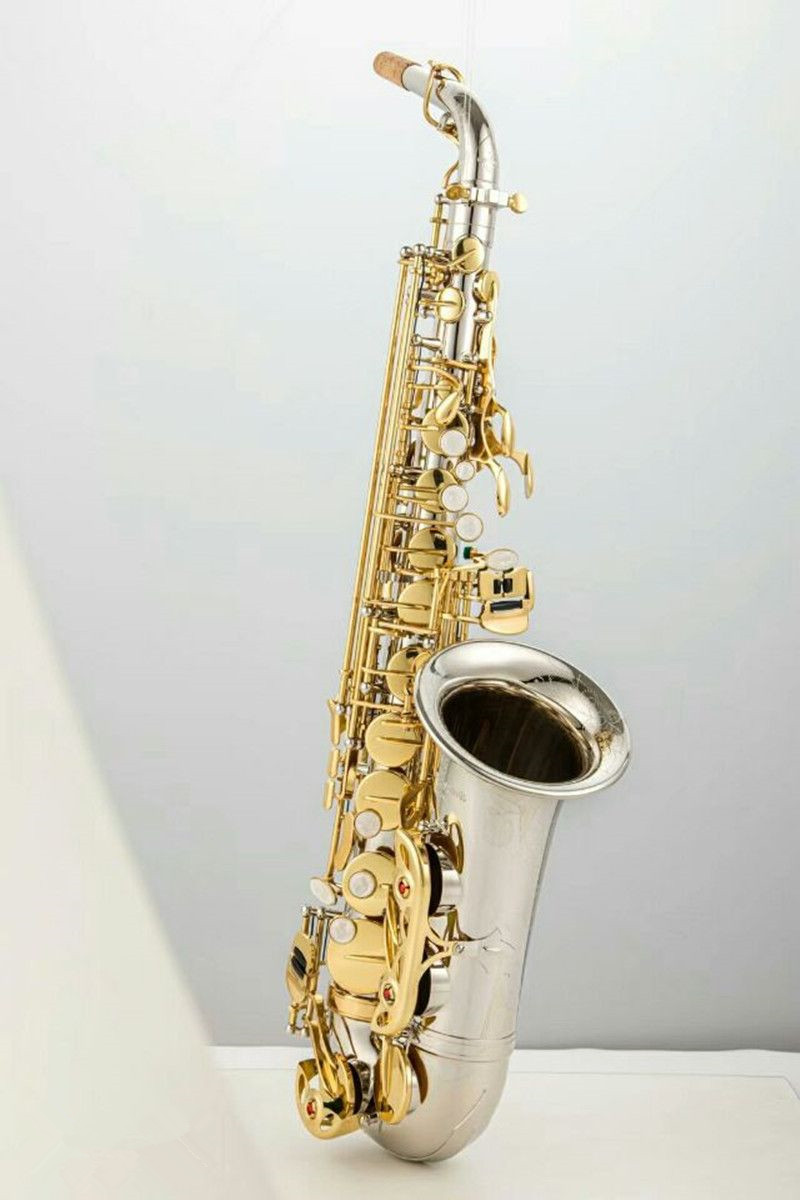 Japan A-WO37 Alto Saxophone Musikinstrument Mässing Nickel Silver Surface Gold Key Eb Sax med munstycke gratis hårda lådor