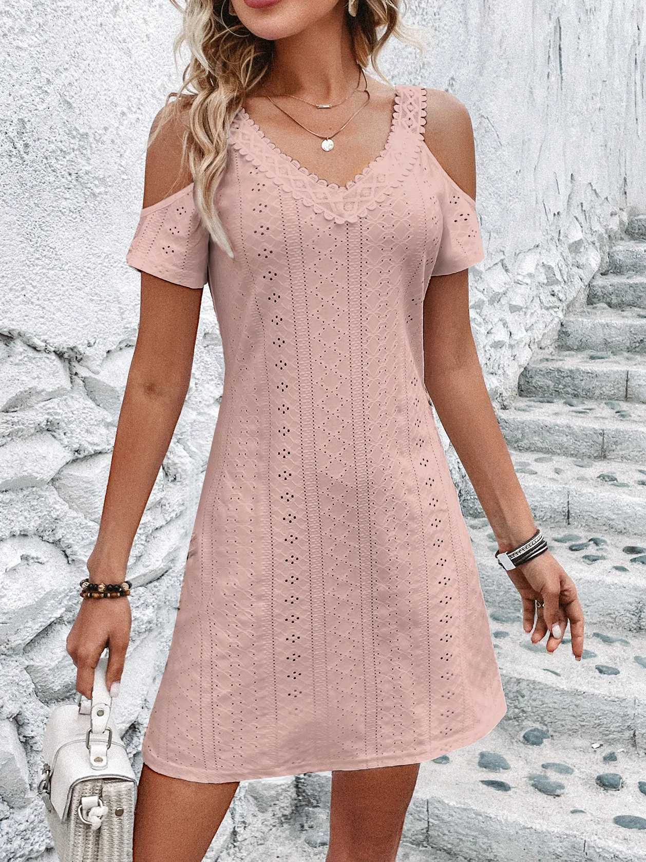 Abiti sexy urbani Estate nuovo abito scollato a vita alta Chic elegante ufficio da donna vacanza moda casual abiti con spalle scoperte XN8U