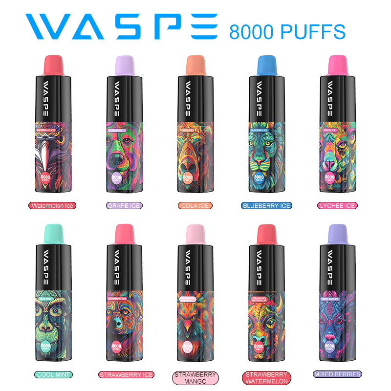 Police de pod à stylo vape de vape à gaspillage jeté 8000 Puff 7000 + / 7K Rechargeable en option EChartel E Cigarette