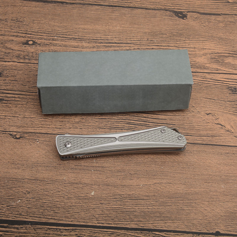 Ny ankomst CR7530 Flipper Pocket Knife AUS-8 Drop Point Satin Blade 6061-T6 Aluminium Handle Boll Bearing Fast Open Folding Knives With Retail Box