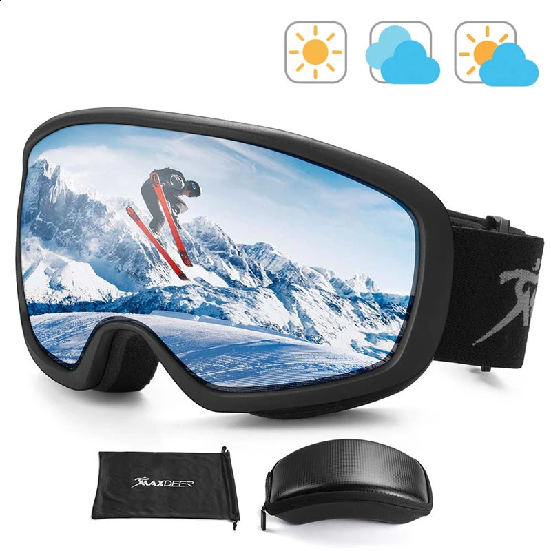 Ski Goggles Maxdeer Men Snowboard Glasse Skiing Eyeware Podwójne warstwy anty mgły UV400 Ochrona Śniegu Wodoodporna 231109