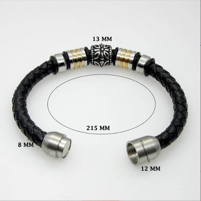 Bracelet Personalized Real Leather Dual Color Totem Titanium Steel Bracelet Men's Bracelet Bracelet