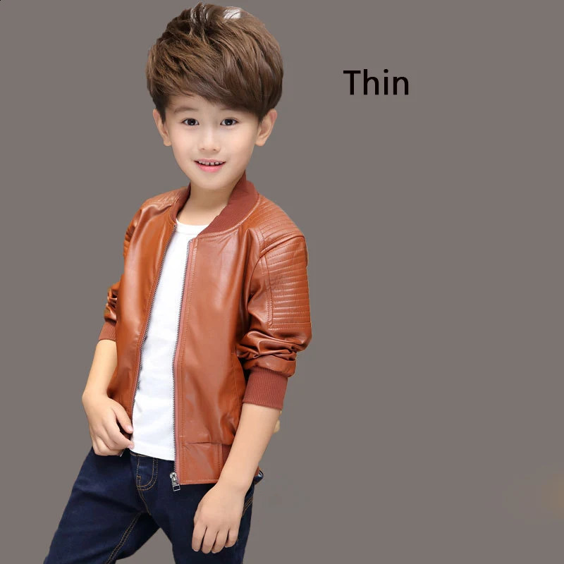 Coat Boys Thick Coats Autumn Winter Fashion Big Children's Plus Velvet Warming Cotton PU Leather Jacket For 2-14Y Kids Outerwear 231110