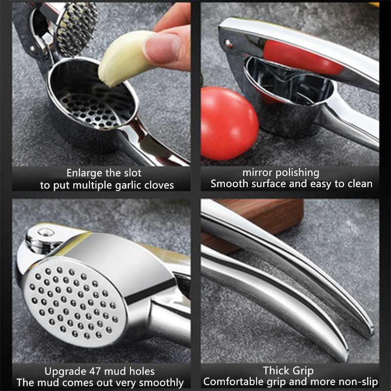 Ny zinklegering Vitlök Press Mos Mosed Masker Crusher Handheld Cooking Ginger Kitchen Tools Cocina Gadgets Product Squeezer