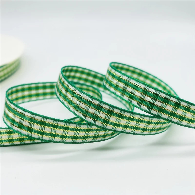 Gift Wrap 5yardslot 10mm Plaid Ribbon Chilet Decor Ribbon för handgjorda design Juldekoration DIY Presentförpackning 231110