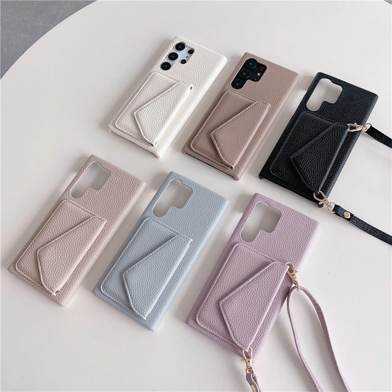 Crossbody Envelope Vogue Phone Case для iPhone 14 13 12 11 11 Pro Max Samsung Galaxy S23 Ultra S22 плюс 5G A54 Регулируемый слот для карты Lanyard Lychee кожаный кошелек