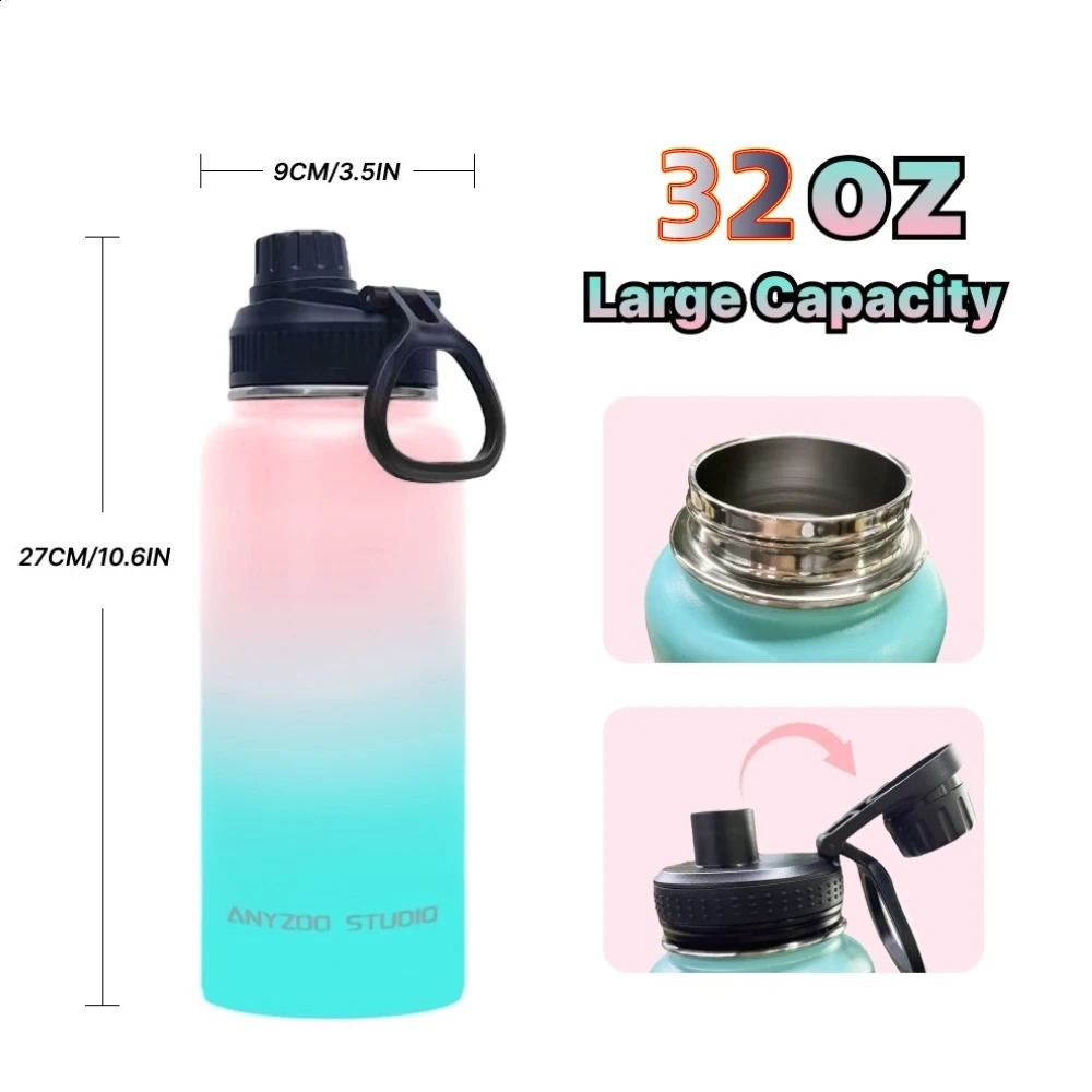 Tassen 32oz Thermosflasche Outdoor-Vakuumflaschen Edelstahl Sport Wasser kalt halten auslaufsicher Camping 231109