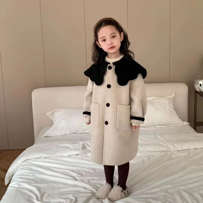 Cappotto Ragazze Bambini Giacca di lana Soprabito 2023 Elegante caldo addensare cotone invernale antivento Taglie forti Abbigliamento bambini 231109