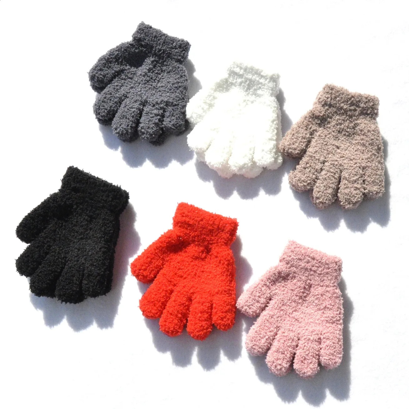 Children s Finger Gloves Children For 3 6 Years Old Winter Kids Coral Fleece Thicken Baby Plush Furry Full Mittens Soft Keep Warm 231109