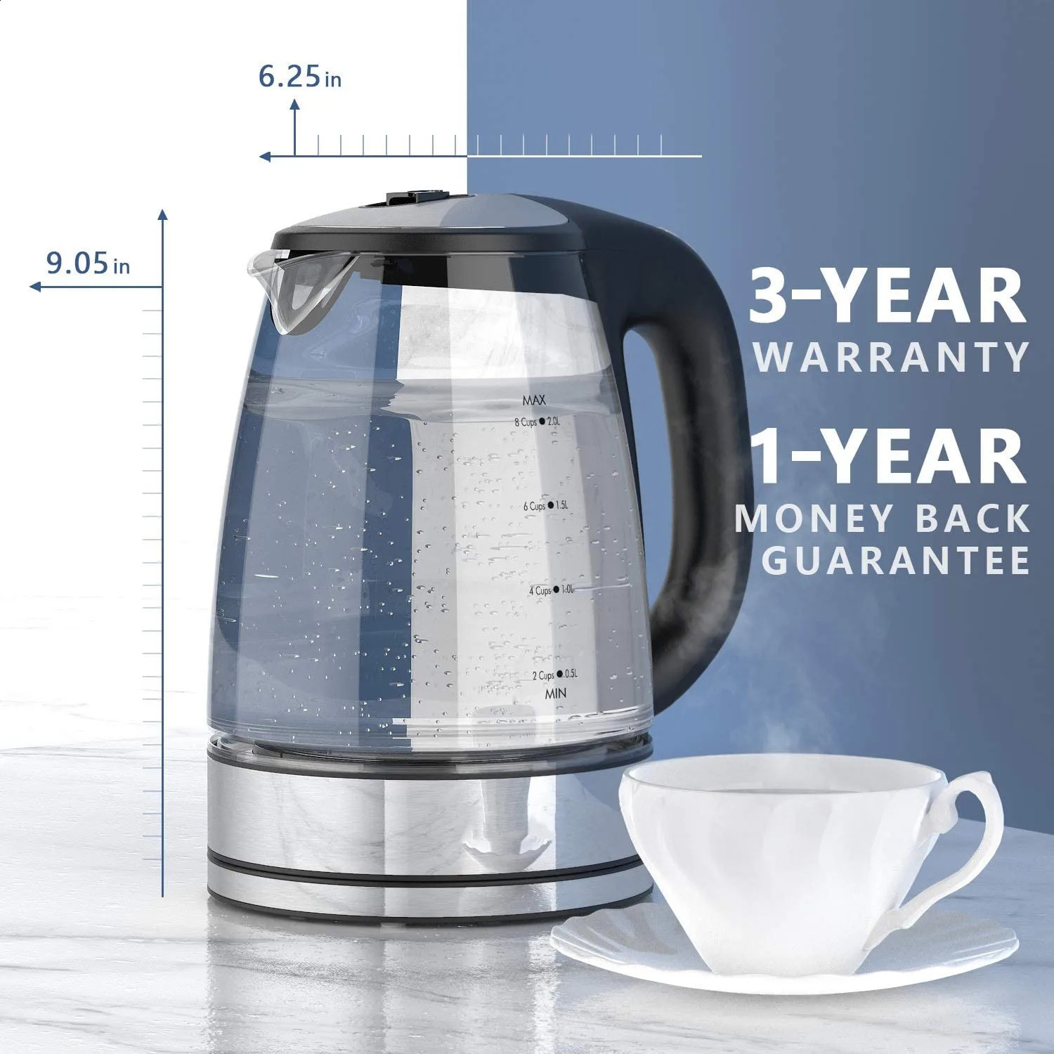 Water Bottles DEVISIB Electric Kettle Temperature Control 4Hours Keep Warm 2L Glass Tea Coffee Boiler Food Grade 304 Stainless Steel 231109
