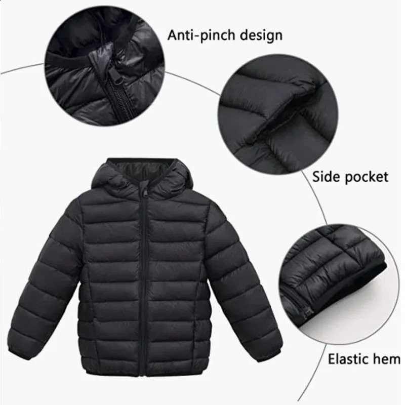 Manteau en duvet à capuche manteaux à bulles vêtements pour enfants bébé garçon filles résistant à l'eau léger enfants veste bouffante lourde manteau d'hiver rembourré 231108