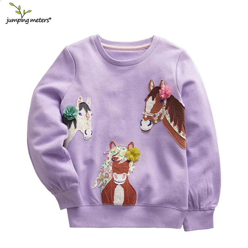 Hoodies Sweatshirts Springen Meter 2 7T Herfst Lente Baby Meisjes Paard Applique Peuter Jongens Kleding Verjaardag Kinderen 231109