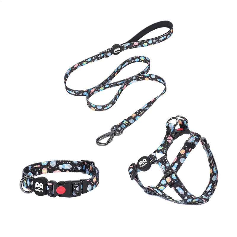 Hundhalsar Leases Gradient Färg Dog Harness Collar and Leash Set Personlig hund Luxury Desgin Harness för medelhög hund Harness och koppel 231110