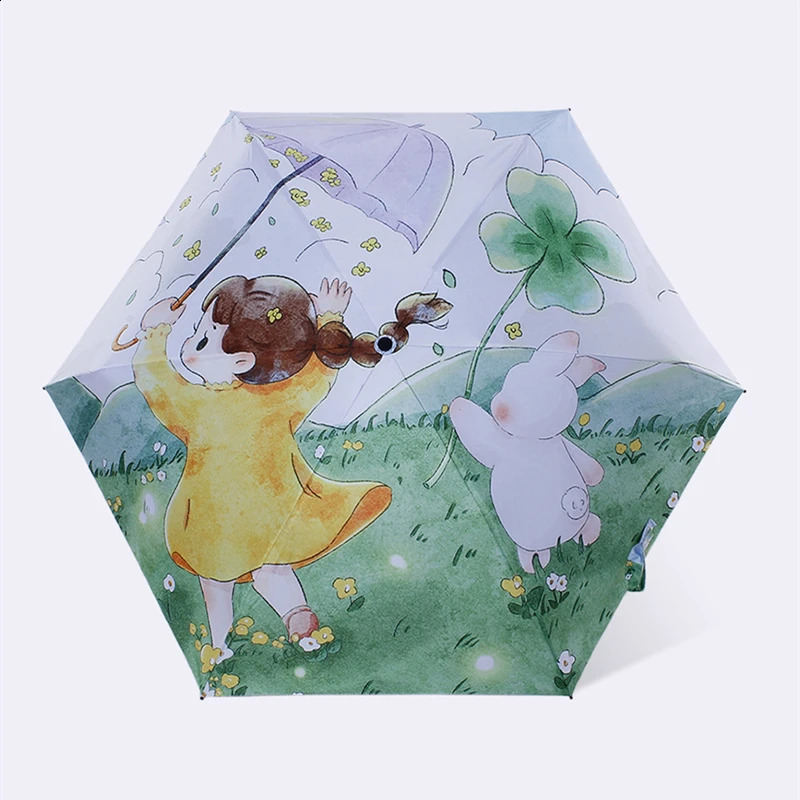 傘の漫画動物傘の子供たちの女の子の男の子デジタル印刷折りたたみ傘UV保護サンシェード傘のギフト子供231109