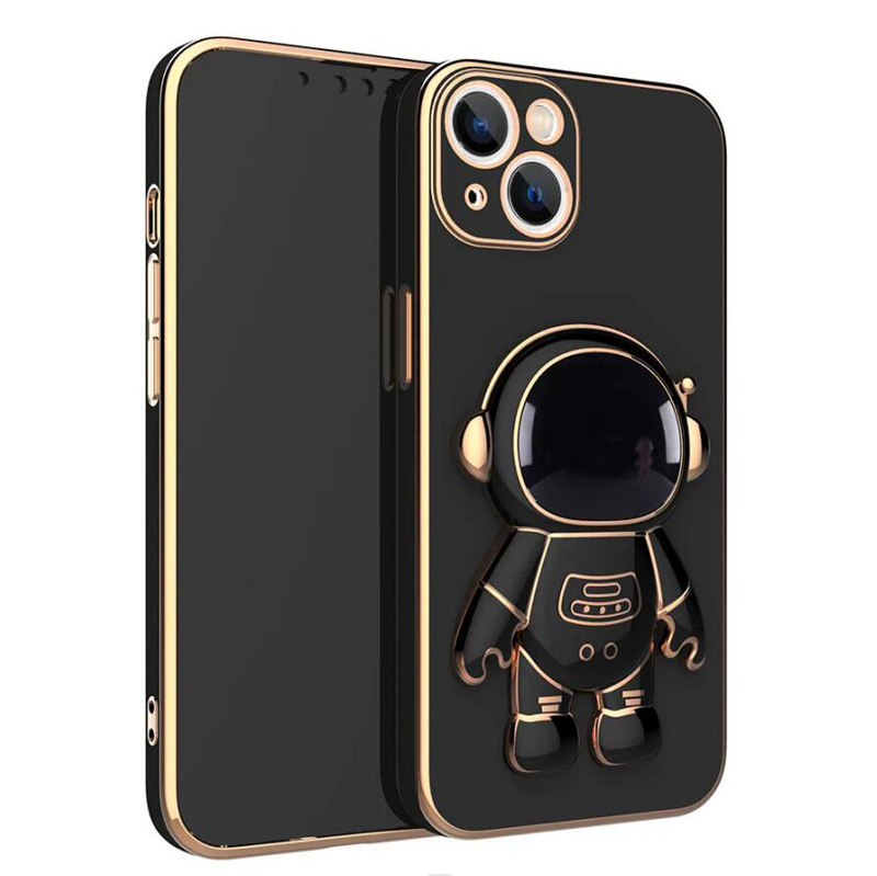 Mit Space Astronaut Bracket Holder Weiche TPU-Hüllen für iPhone 14 Pro Max 13 12 Mini 11 XS XR 6G 7G Cartoon Cute Chrome Plated Phone Cover Skin
