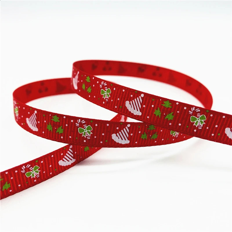 Gift Wrap 5yardslot 10mm julband tryckt jul grosgrainband för handgjorda design juldekoration DIY presentförpackning 231110