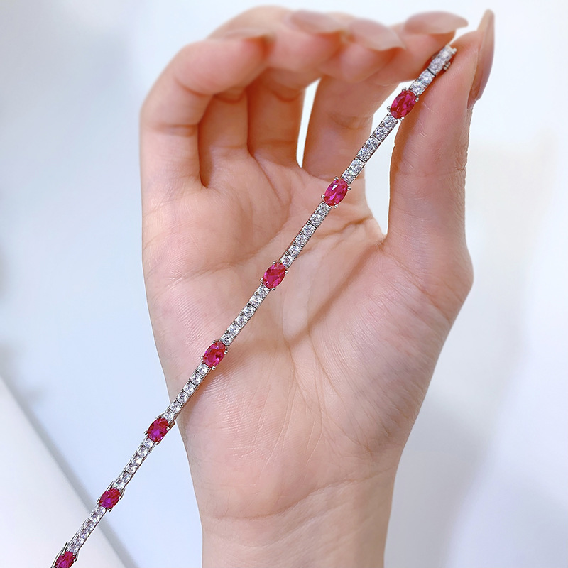 Trenda Ruby Diamentowa bransoletka Bransoletka 100% Real 925 Bracelety ślubne srebrne dla kobiet Bridal Party Party Biżuteria