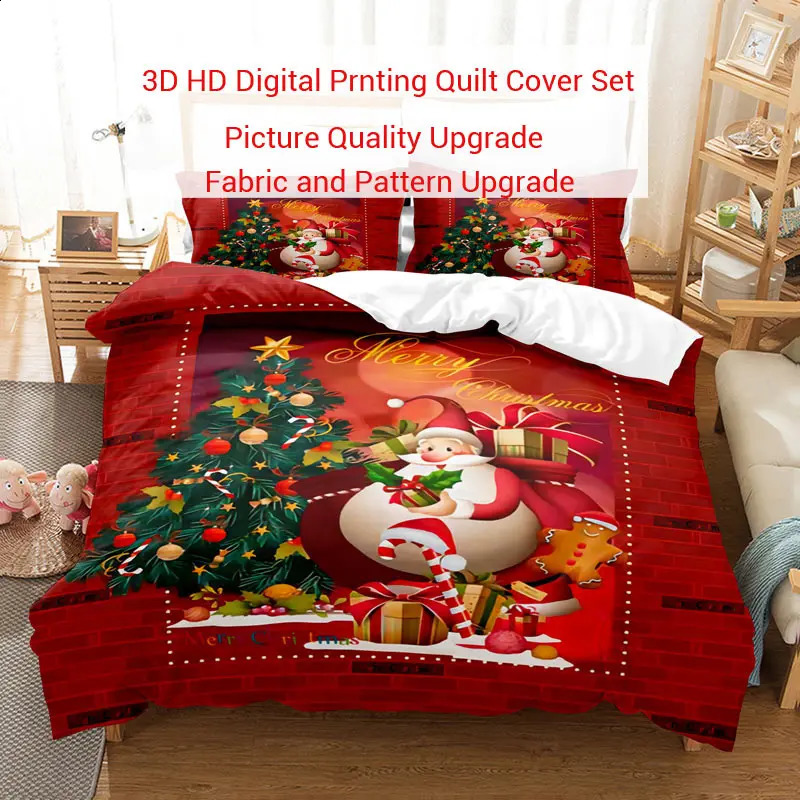 Conjuntos de cama 3D Christmas Quilt Cover Bedding Set Duvet Comforter Pillow Case Bed Linens Twin Queen King Duplo Completo Single Quarto 231110