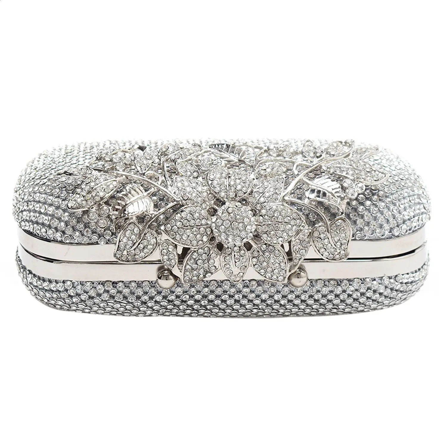 Kvällspåsar unik lås Silver diamante Crystal Diamond Evening Bag Clutch Purse Party Bridal Prom 231110