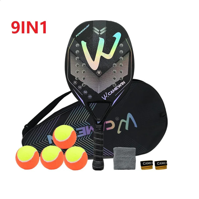 テニスラケットラケットビーチテニスボールを追加3Kフルカーボンファイバーラフな表面テニスラケットカバーバッグ1つのオーバーグルー高品質231109を送信