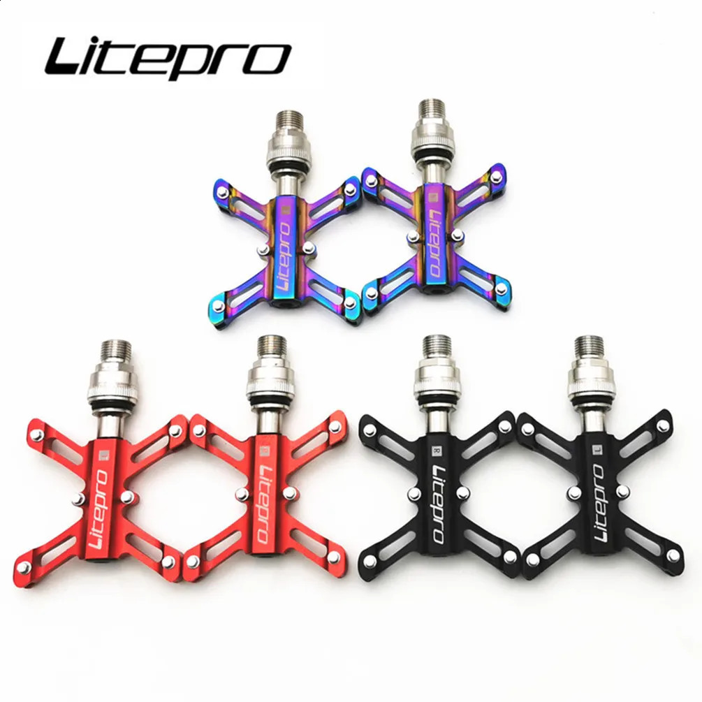 Bike Pedals Litepro MTB Mountain Universal Bicycle QR Pedal Sealed Bearing Butterfly BMX Folding Aluminum Alloy Non slip Accessory 231109